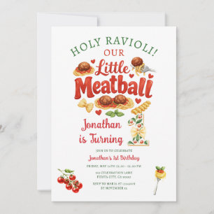 Convites Santo Ravioli Pequena Almôndega Massa 1º Aniversár