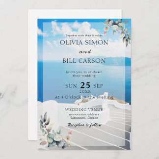 Convites Santorini, casamento de destino personalizável da 