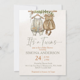 Convites São gêmeos, chá de fraldas de jardim de roupas ínt