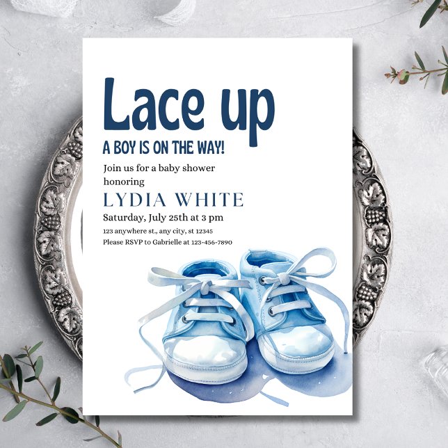 Convites Sapatênis de Bebê Chá de Bebê, Amarrar o Chá de Be (Criador carregado)