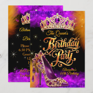 Convites Sapatênis Roxo Dourado Rainha Princesa Festa de An