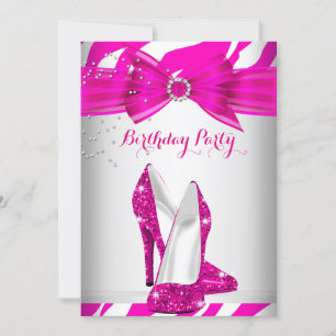 Convites Sapatênis Zebra Rosa Choque de Aniversário