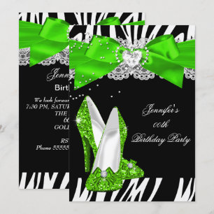 Convites Sapato de Salto Alto Brilho Verde Lima Zebra Anive