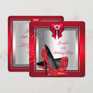 Convites Sapato Vermelho com Lantejoulas de Salto Alto Fest