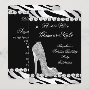 Convites Sapatos com Brilho de Zebra para Noite de Glamour 