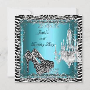 Convites Sapatos de festa com estampa de zebra leopardo azu
