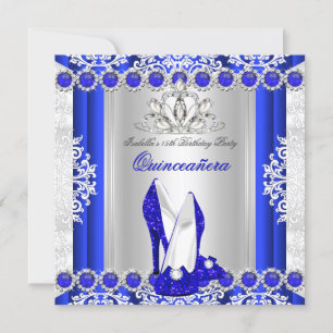 Convites Sapatos de Salto Alto Azul Royal para Festa de 15 