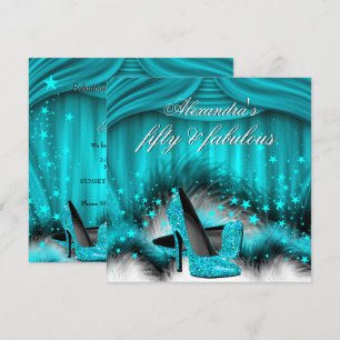 Convites Sapatos de salto alto azul teal fabulosos para os 