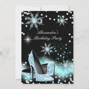 Convites Sapatos de Salto Alto Azul Turquesa Luz Brilhante