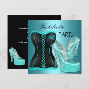 Convites Sapatos de salto alto azul turquesa para despedida