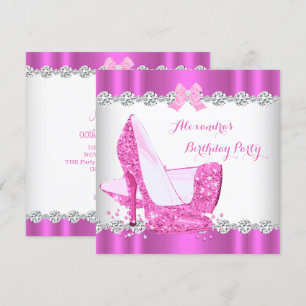 Convites Sapatos de Salto Alto Brilho Rosa Glamour Festa de