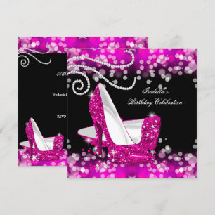Convites Sapatos de Salto Alto Brilhos Rosa Diamantes Anive
