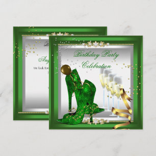 Convites Sapatos de Salto Alto Champanhe Verde Dourado Prat