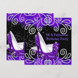 Convites Sapatos de Salto Alto com Purpurina Roxo Fabuloso 