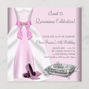 Convites Sapatos de Salto Alto de Vestido de Bola Rosa Quin