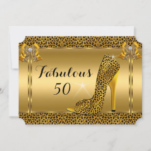 Convites Sapatos de salto alto dourados de leopardo fabulos