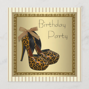 Convites Sapatos de Salto Alto Dourados de Mulher Onça de A