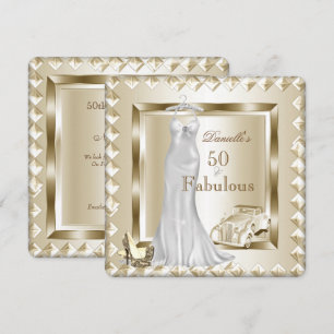 Convites Sapatos de Salto Alto Fabulous 50 Cream Gold Deco 