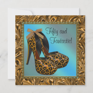 Convites Sapatos de Salto Alto Feminino Onça Dourado Aniver