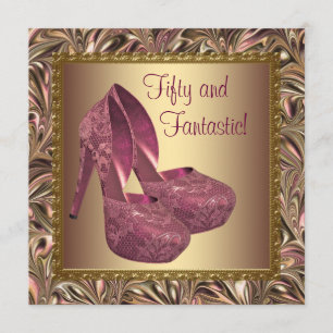 Convites Sapatos de Salto Alto Feminino Rosa Dourado Aniver