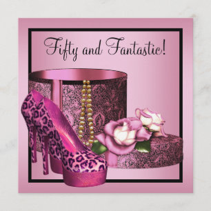 Convites Sapatos de Salto Alto Feminino Rosa Leopardo 50º A