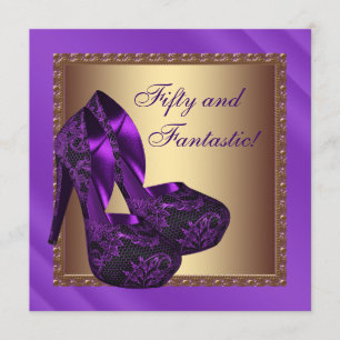 Convites Sapatos de Salto Alto Feminino Roxo Dourado Festa