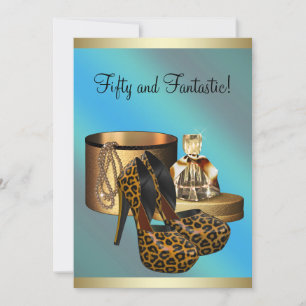 Convites Sapatos de Salto Alto Leopardo Dourado Aniversário