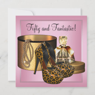 Convites Sapatos de Salto Alto Leopardo Dourado Aniversário
