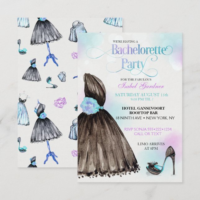 Convites Sapatos de salto alto Little Black Dress despedida (Frente/Verso)