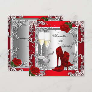 Convites Sapatos de salto alto prateado rosa vermelho para 