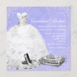 Convites Sapatos de salto alto Quinceanera Princesa Roxa