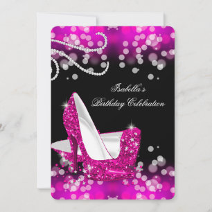 Convites Sapatos de salto alto rosa brilhante diamantes ani