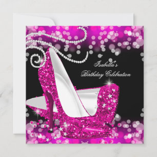 Convites Sapatos de salto alto rosa brilhante diamantes ani