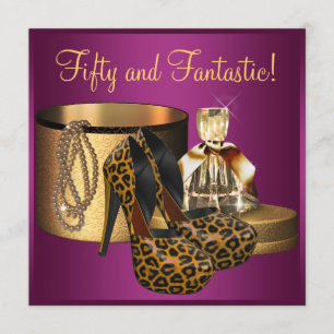 Convites Sapatos de Salto Alto Rosa Leopardo Mulheres 50 An