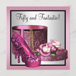 Convites Sapatos de salto alto rosa para mulheres Leopard 5