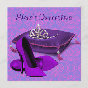 Convites Sapatos de salto alto rosa quente roxo Quinceanera