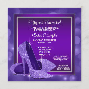 Convites Sapatos de Salto Alto Roxo Elegante Festa de Anive
