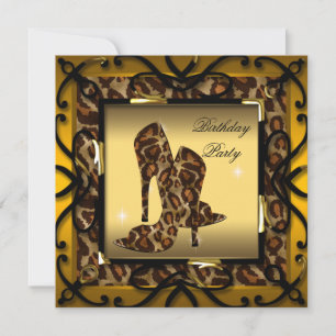 Convites Sapatos de Salto Alto Selvagem Dourado Leopardo Fe
