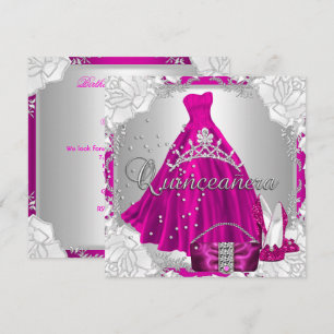 Convites Sapatos de vestido rosa para Quinceanera 15 anos