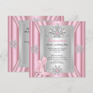 Convites Sapatos Rosa Claro de Salto Alto para Aniversário 