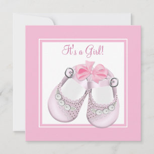 Convites Sapatos Rosa de Bebê Chuveiro de Bebê Menina Rosa