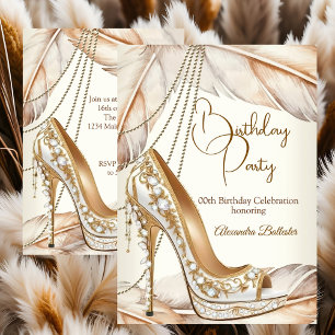 Convites Sapatos salto alto stiletto Bege Creme Dourado par