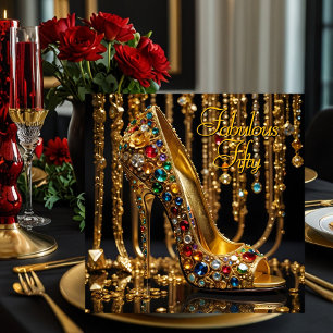 Convites Sapatos Saltos Agulha Brilhantes Vermelho Azul Joi