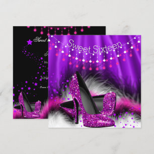Convites Sapatos Saltos Altos Estrelas Rosa Roxo Festa dos 