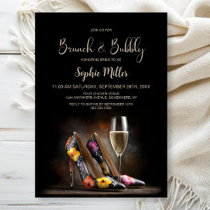Convites Sapatos Stiletto Florais Coloridos Brunch e Bubbly