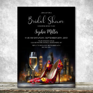 Convites Sapatos Stiletto Florais Vermelhos Elegantes para