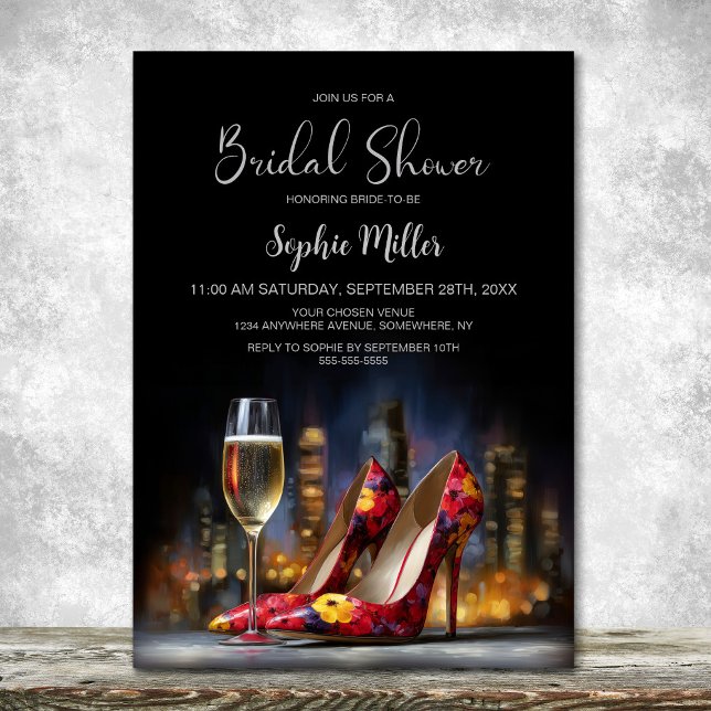 Convites Sapatos Stiletto Florais Vermelhos Elegantes para  (Criador carregado)