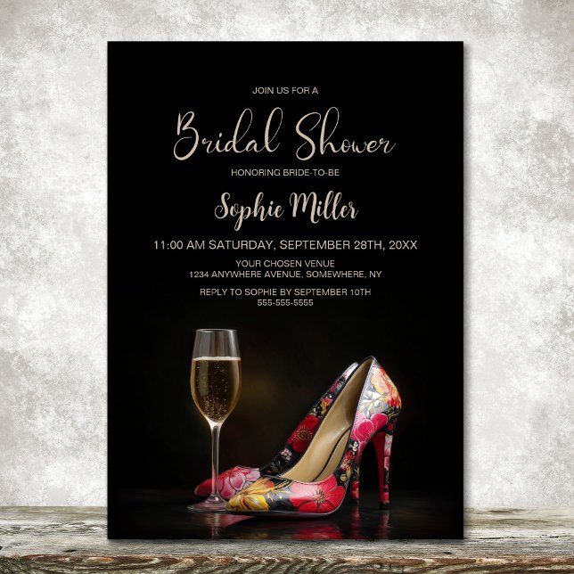 Convites Sapatos Stiletto Florais Vermelhos Elegantes Prese (Criador carregado)