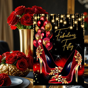 Convites Sapatos Vermelhos com Purpurina Fabulosos Balões d