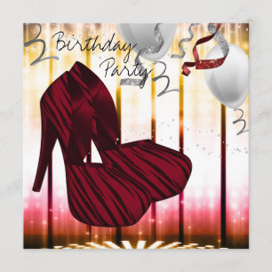 Convites Sapatos Vermelhos com Salto Alto Zebra para Festa 